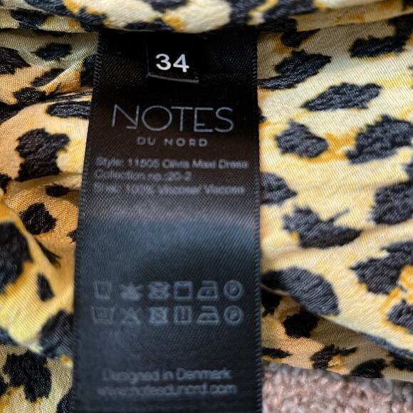 EUC Notes du Nord‎ Olivia Leopard Print Smocked Maxi Dress Cottage Core US XS 4 - Picture 13 of 16